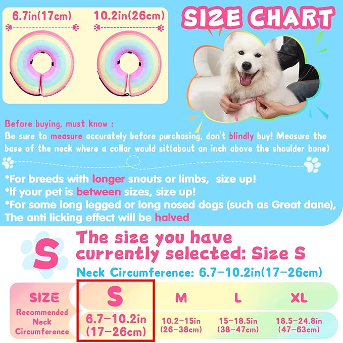 Inflatable Dog Cone Collar Alternative After Surgery, Soft Donut Neck Cone for Yorkshire Pomeranian Small Dogs & Adult Cat, etc, Comfortable Protective E Collar Recovery Cone Not Block Vision