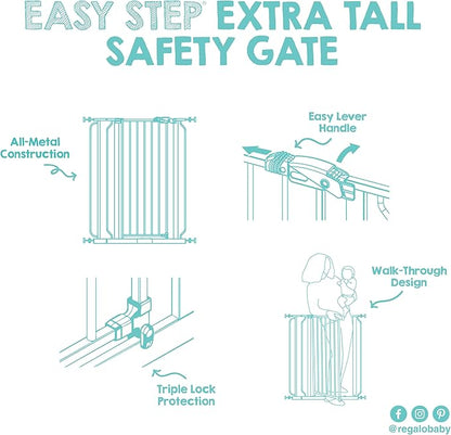 Regalo Safety 36" Extra Tall Baby Gate for Doorways & Bottom of Stairs, Pressure Mounted Walk Through Gate for Babies, Toddlers & Pets, Tested & Safe for 30 Years, American Designed, American Owned