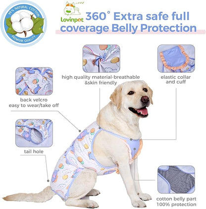 LovinPet Dog Recovery Suit for Large Medium Dogs - Dog's Bodysuit Wound Protective Surgical for Abdominal Wounds After Surgery Anti-Licking Dog Onesies,Elephant,Yellow,M