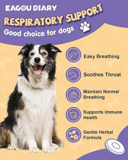 EagouDiary Dog Cough Treatment,Liquid Kennel Cough Treatment with Lysine, Mullein, Vitamins,Natural Supplement for Canine Respiratory, Sneezing, Dry, Wet & Barky Relief (60mL/2 Fl Oz)