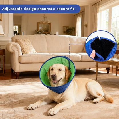 JWShang Soft Dog Recovery Collars Cones – Breathable Adjustable Comfort Cone for Small Medium Large Dogs to Stop Licking After Surgery, Elizabethan Recovery Collar Alternative (Blue, XL)