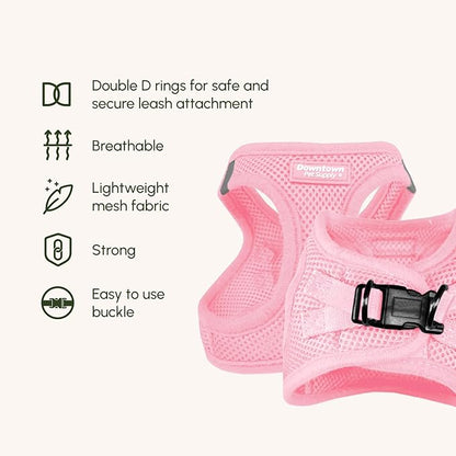 Downtown Pet Supply Step in Dog Harness for Large Dogs - Adjustable, Escape Proof Dog Harness with Reflective Trim - All-Weather, Fast-Drying Padded Mesh Fabric - Baby Pink, L