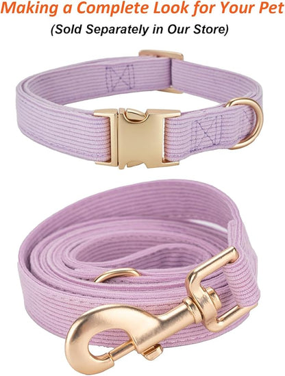 Soft Cotton Dog Leash, 5 Ft Heavy Duty Corduroy Dog Leashes with Gold Metal Hook for Small Medium Large Dogs,Medium,Light Purple