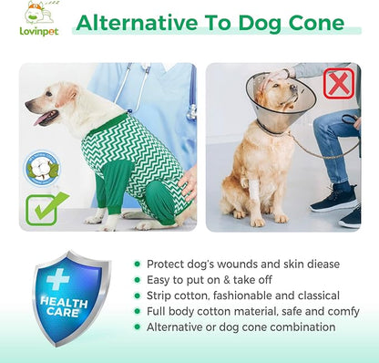 LovinPet Dog Recovery Suit for Large Medium Dogs - Wound Protective Surgical E-Collar Alternative Recovery Bodysuit for Abdominal Wounds After Surgery Dog Onesies Cut-Out Design of Abdomen,3XL