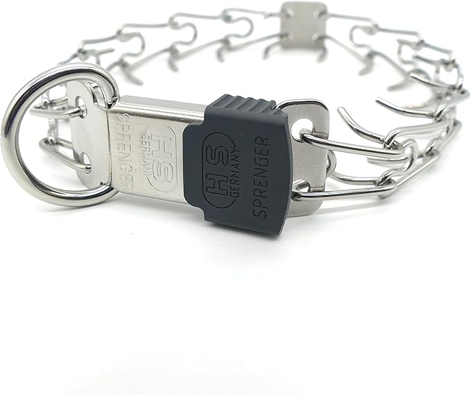 Herm Sprenger Stainless Steel Prong Dog Collar with ClicLock Buckle - for Small Medium Large Dogs – Ultra-Plus Training Pinch Collar with Quick Release - Made in Germany (16in (40cm) x 2.25mm)