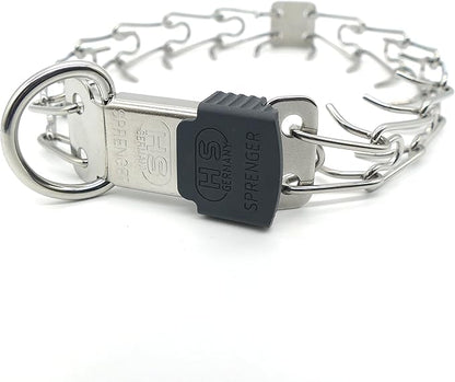 Herm Sprenger Stainless Steel Prong Dog Collar with ClicLock Buckle - for Small Medium Large Dogs – Ultra-Plus Training Pinch Collar with Quick Release - Made in Germany (16in (40cm) x 2.25mm)