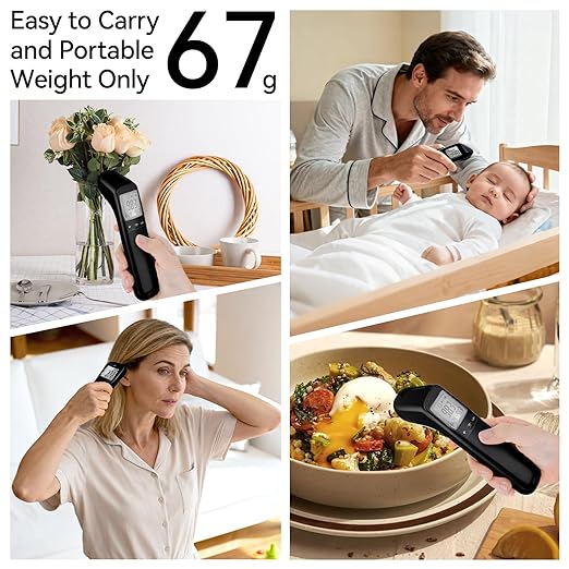 No Touch Thermometer for Adults, Medical Grade 3-1 Kids Accurate Digital Thermometers Black with Fever Alarm and Infrared Fast Reading Thermometer