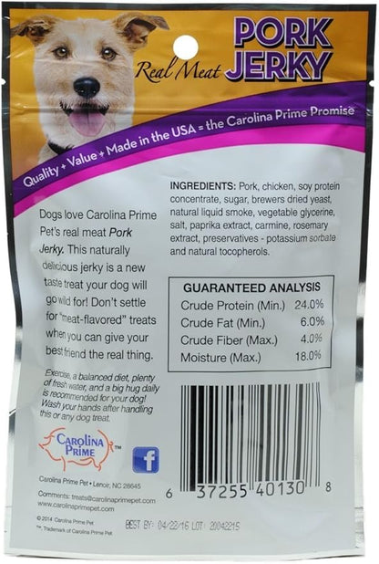 Carolina Prime 3-Pack of Real Meat Pork Jerky Wheat-Free Dog Treats, 6 Oz. Each, Made in the USA