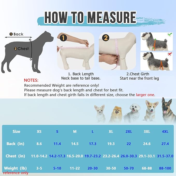 Lukovee Recovery Suit for Dogs, Zipper On Recovery Suit for Female Male Dog, Onesie Abdominal Wounds Cone E-Collar Alternative Prevent Licking Spay Recovery Suit
