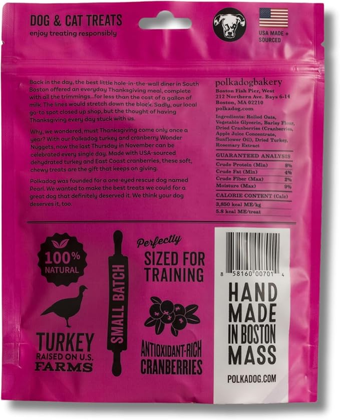 Polkadog Wonder Nuggets Variety 3-Pack Dog Treats - Peanut Butter, Turkey & Cranberry, Apple & Pork, Soft & Chewy, Limited Ingredient, Great for Training All Breeds, Made in USA - 10oz (3pk)