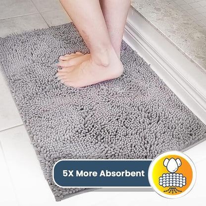 Muddy Mat® | Super Absorbent Door Mat Indoor, Microfiber Quick Dry Chenille Entryway Rug, Non-Slip Front Door Mat, Indoor Mats for Entryway, Machine Washable Pet Rug, Grey 36"x120"