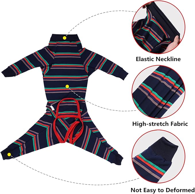 Dog Recovery Suit, Abdominal Wound After Surgery Wear, Prevent Licking Wounds, E-Collar & Cone Alternatives, Long Sleeve Postoperative Shirts Dog Pajamas Prevent Shedding(XL, Blue)