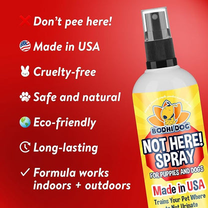 Bodhi Dog Not Here! Spray & Potty Training Spray - Dog Training Corrector for Indoor/Outdoor Use - Stops Urination & Marking - Housebreaking Solution Bundle for Dogs & Puppies (8 Fl Oz)