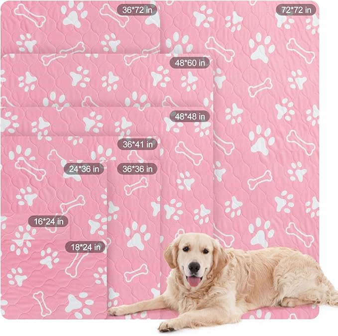 BEAUTYZOO 4 Pack Washable Pee Pads for Dogs, Reusable Puppy Pads for Potty Training, Waterproof Super Absorbent Wee Wee Pads for Dogs Non-Slip, Pet Whelping Mats Playpen Dog Crate Floors, 24IN x 36IN