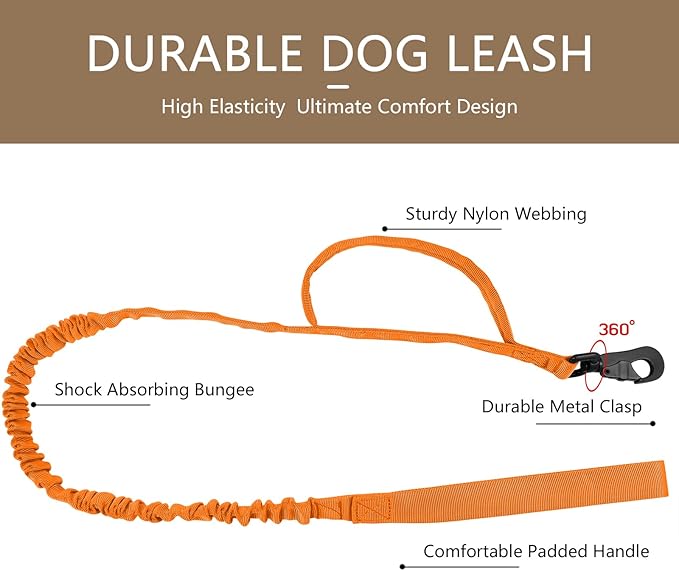 DAGANXI Tactical Dog Collar, Adjustable Military Training Nylon Dog Collar with Control Handle and Heavy Metal Buckle for Medium and Large Dogs, with Patches and Airtags Case (Orange-Set, M)
