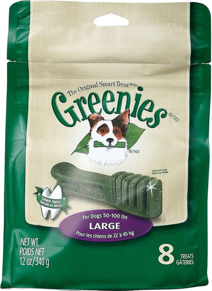 Greenies Veterinarian-Recommended Adult Natural Dental Dog Treats Large Size, Dog Dental Chews, Original Flavor, 12 oz. Pack, 8 Count