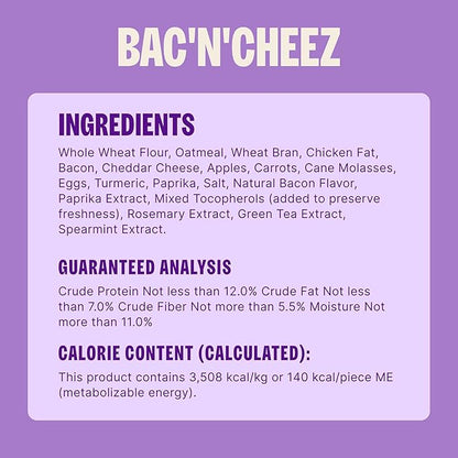Wellness Old Mother Hubbard Classic Bac'N'Cheez Dog Biscuits, Natural Training Treats, Bacon and Cheese Flavor, Large Size, 3.3 lb Bag