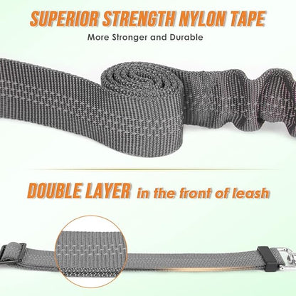 AUTOWT Double Dog Leash, No Tangle 360°Swivel Rotation Reflective Lead Attachment Adjustable Length Dual Two Dogs Lead Splitter, Comfortable Shock Absorbing Walking Training for 2 Dogs