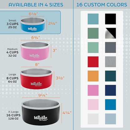 Master Pet Supply Stainless Steel Dog Bowls - 25 oz, Heavy Duty - Rose Quartz, Double Wall Extra-Thick Insulated, Non-Slip Pet Water Bowl for Dogs, Cats & Pets, Anti Rust Metal, Dish Washer Safe
