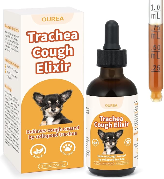 Collapsed Trachea Treatment for Dogs, Dog Cough Treatment, Trachea Cough Elixir, Natural Herbs Help Dogs Breathe Smoothly and Support Tracheal & Respiratory Health - 59mL