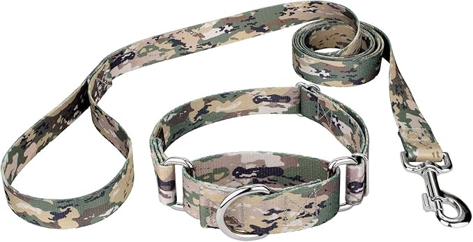 Country Brook Petz - Mountain Viper Camo Martingale Dog Collar and Leash - Camouflage Collection Featuring Rugged Designs (1 Inch, Extra Small)