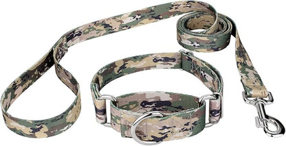 Country Brook Petz - Mountain Viper Camo Martingale Dog Collar and Leash - Camouflage Collection Featuring Rugged Designs (1 Inch, Extra Small)