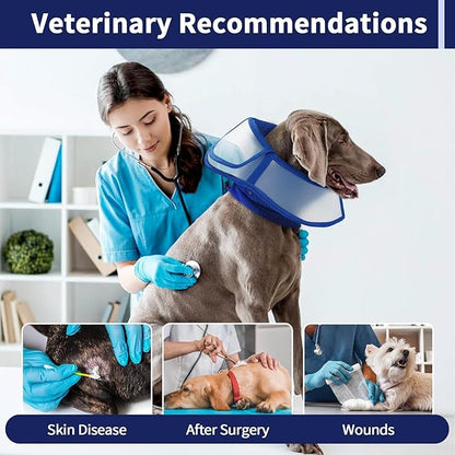 Allroaring Dog Cone Alternative, Soft Dog Cones for Large Dogs, Adjustable Doggie Recovery Cone Collar Comfy Pet Elizabethan Collars to Stop Licking for Wound Healing Care Spay Neuter, Blue L