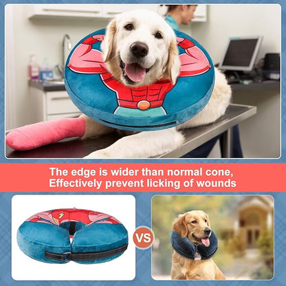 BEAUTYZOO Dog Cone Collar After Surgery for Large Medium Dogs, Soft Dog Cone Alternative to Stop Licking, Comfortable Inflatable Recovery Cones, Dogs Neck Donut Not Block Vision E-Collar, Blue L