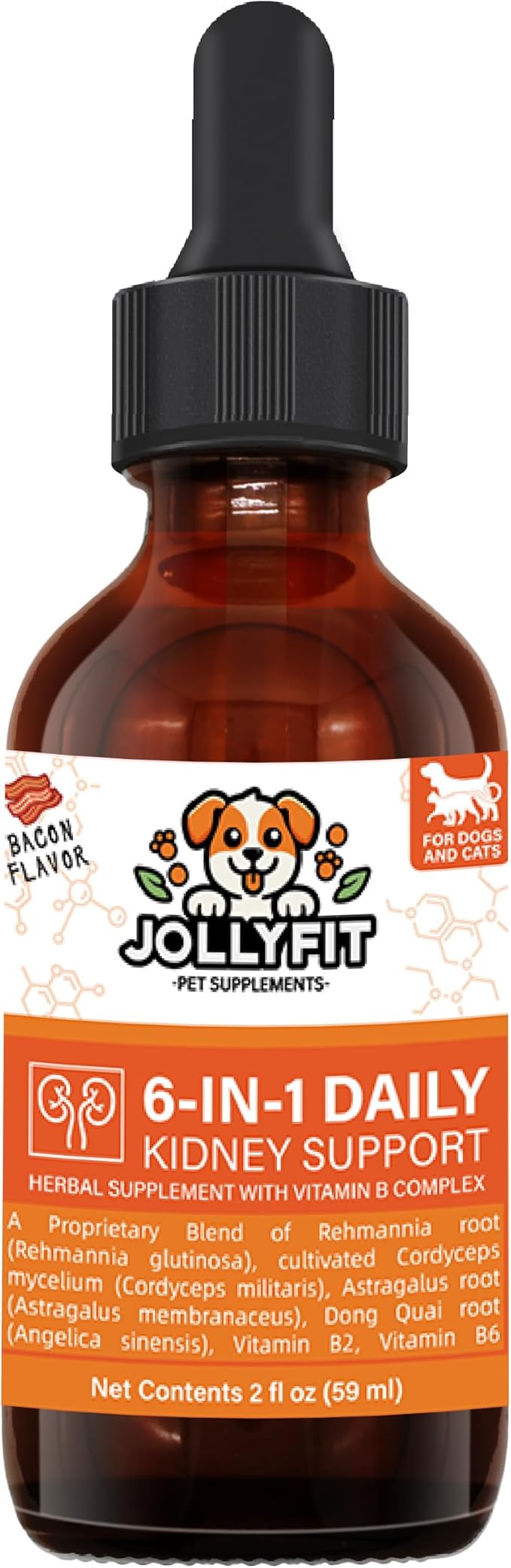 6-in-1 Kidney Support for Cats & Dogs – Promotes Healthy Kidney Function, Energy Levels & Fluid Balance – Veterinarian Formulated Herbal Supplement with Vitamin B2 & B6 – 2 fl oz (59 ml)
