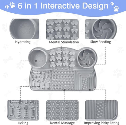 Slow Feeder Insert Dog Indoor Pet Bowl (Gray Panda)