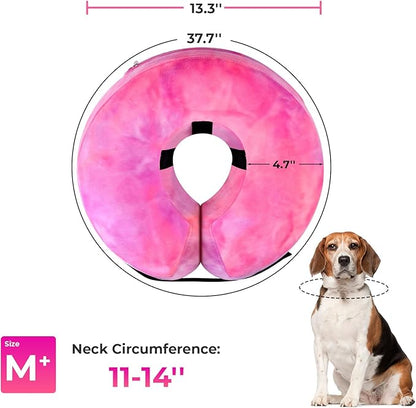 Dog Cone, Uadonile Inflatable Cone Collar for Dogs and Cats, Dog Neck Collar Recovery E-Collar Alternative After Surgery, Elizabethan Collar for Dogs Recovery(Tie-dye Rose Purple, M+)