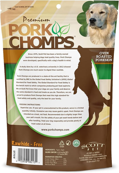 Pork Chomps Roasted Pork Skin Dog Chews, 5 Inch Mini Twists, 20 Count - Long-Lasting Treats for Dogs - High Protein, Rawhide-Free, Low Fat, Healthy & Delicious Chews