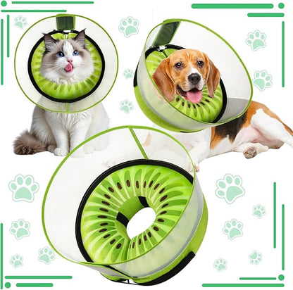 Inflatable Dog Cone Collar with Detachable Enhanced Anti-Licking Shield, Soft Neck Donut Collar for Dogs After Surgery, Adjustable Dog Cone Alternative for Large Medium Small Dogs & Cats