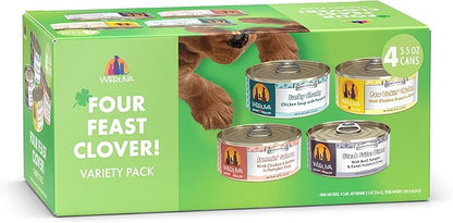 Weruva Classic Dog Food, Four Feast Clover Trial Variety Pack, 5.5oz Can, Pack of 4