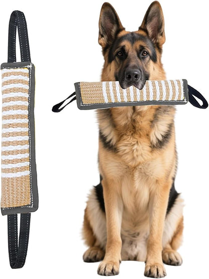 Clysoru Squeaky Tug Toy for Dogs Jute with 2 Strong Handles Lasting Training Equipment Puppy to Large Dog Interactive Toys of War Pull Indestructible Rope Pet Crinkle Teething (Gray)