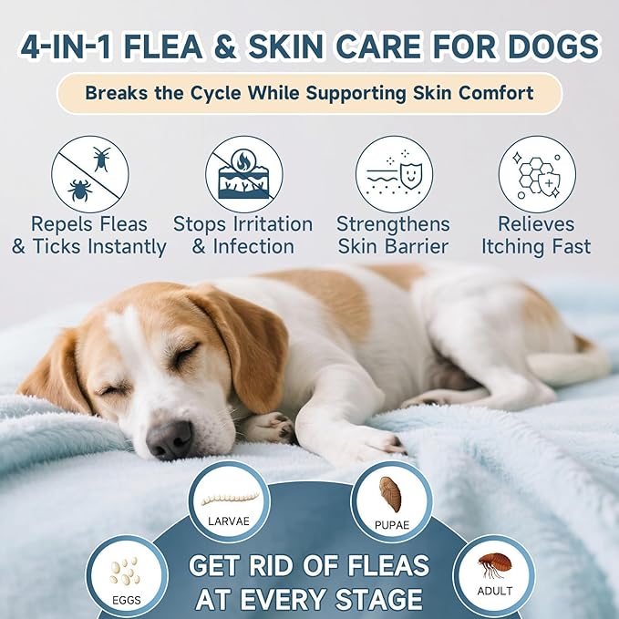 Flea and Tick Prevention for Dogs, 6 Months Supply Dog Flea and Tick Treatment Up to 45 to 88 Lbs, Waterproof Topical Flea Treatment for Large Dogs - Fast-Acting Flea, Tick, and Mosquito Repellent