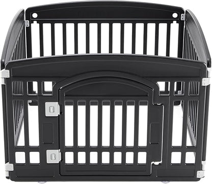 NEWBULIG Dog Playpen 4-Panel, 24IN Puppy Playpen, Stable Dog Play Pen Indoors/Outdoor with Secure Locking Door, Plastic Pet Fence for Small & Medium Dogs