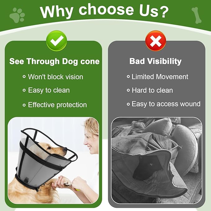 Cone for Dogs – Soft Elizabethan Collar for Large, Medium & Small Dogs | Post-Surgery Recovery, Anti-Licking, Adjustable & Lightweight Dog Cone Alternative (Black,XL)
