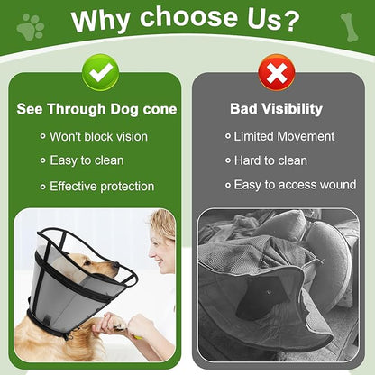 Cone for Dogs – Soft Elizabethan Collar for Large, Medium & Small Dogs | Post-Surgery Recovery, Anti-Licking, Adjustable & Lightweight Dog Cone Alternative (Black,XL)