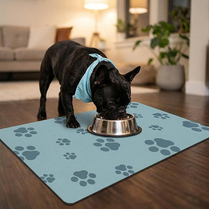 Pet Feeding Mat Dog Cat Food Mat Absorbent No Stains Quick Dry Rubber Bottom Anti-Slip Water Bowl Mats Easy to Clean for Indoor Pet Placemats Water Dispenser Mat