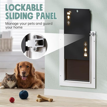 3-Flap Insulated Aluminum Doggy Door for Walls, Heavy-Duty Telescoping Pet Door with Dual Security Locks & Magnetic Flaps, Closing Panel, Medium, Pets Up to 45 LB