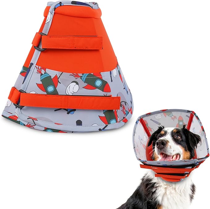 Comfortable Dog Cone - Soft Dog Cone Collar Adjustable Recovery Cone for Dogs to Stop Licking,Small Cone for Dogs,Cute Pet Head Neck Elizabethan Cone,Cone Alternative After Surgery,XS,Red
