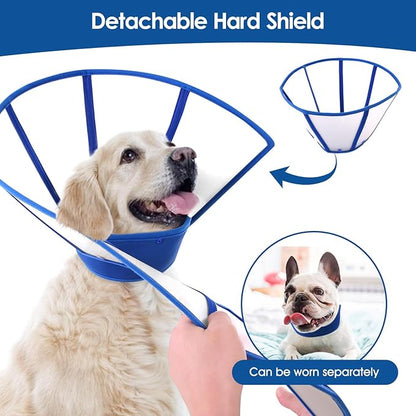 SUNFURA Dog Cones for Large Dogs, Soft Dog Cone to Stop Licking, Pet Recovery Cone XL After Surgery, Detachable Cone Alternative for Wound Healing, Blue X-Large