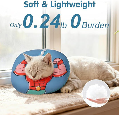 BEAUTYZOO Cat Cone Collars Soft, Cat Recovery E Collars After Surgery to Stop Licking, Adjustable Elizabeth Circle Collar Cute Pet Donut Pillow for Cats Kitten Small Dogs, Dark Blue M