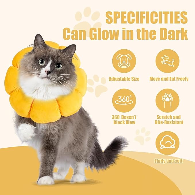 HOMBYS Soft Dog Cone for Dogs and Cats, Cute & Fluffy Flower Shape for Calming, Adjustable Dog Collar Alternative After Surgery, Protective Elizabethan Collar for Dogs Recovery & Stop Licking, S