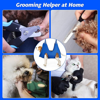 ATESON Pet Dog Grooming Hammock Harness for Medium Dogs Nail Trimming, Dog Sling for Cutting Nails, Dog Hanging Holder Hanger for Clipping Nails with Nail Clippers, Nail File, Scissors