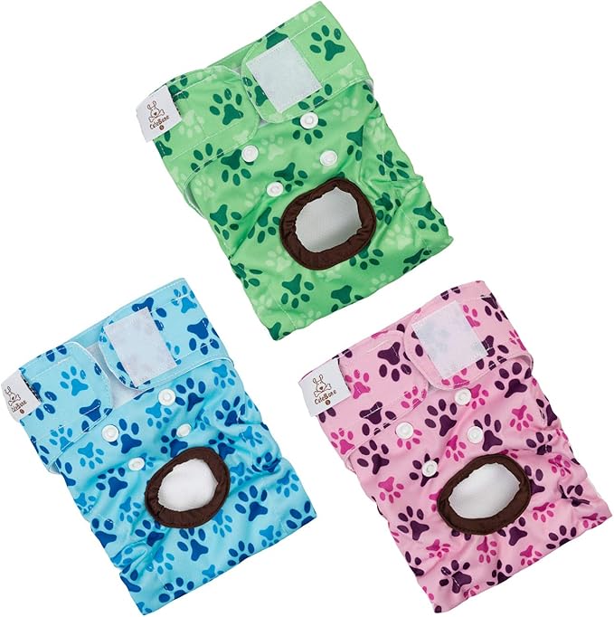CuteBone Dog Diapers Female Washable Small Medium Large 3 Pack Reusable Doggie Diapers Puppy Period Pants for Doggy Heat Cycle Peeing