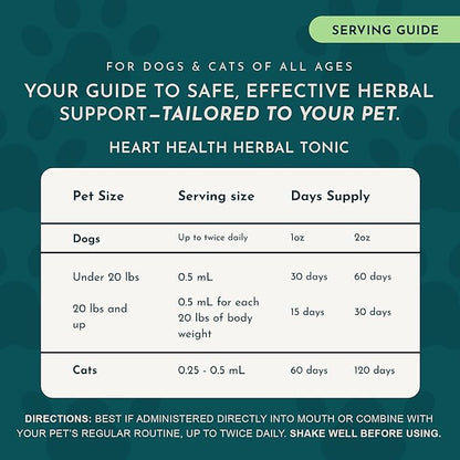 Animal Essentials Heart Health for Dogs & Cats - Cardiovascular Support Supplement, Healthy Heart, Organic Hawthorn Berry, Herbal Tincture - 2 Fl Oz