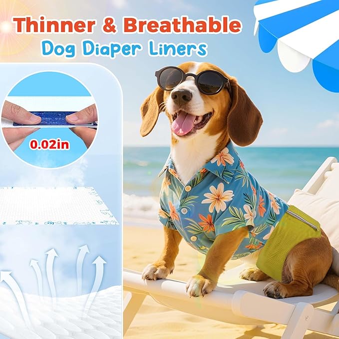 Dog Diaper Liners 100ct, Upgraded Ultra-Thin & Super Absorbent Dog Diapers Booster Pads for Male and Female Dogs, Disposable Doggy Diapers Inserts for Dog Belly Bands Wraps Period Panties (Large)