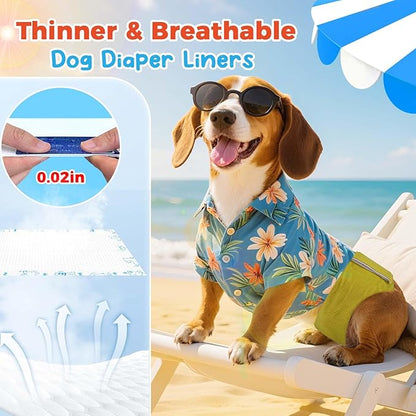 Dog Diaper Liners 100ct, Upgraded Ultra-Thin & Super Absorbent Dog Diapers Booster Pads for Male and Female Dogs, Disposable Doggy Diapers Inserts for Dog Belly Bands Wraps Period Panties (Large)